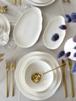 Asimetrik 26 Parça 6 Kişilik Beyaz Porselen Yemek Takımı