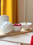 Midye Desen 6'lı Porselen Mini Sunum Kasesi Beyaz