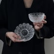Kesme Desenli 6 Kişilik 12 Parça Cam Kase Tabak Takımı