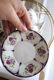 Vintage Floral Lacivert 6 Kişilik 12 Parça Porselen Türk Kahve Fincan Takımı