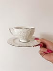 Lagos Tek Kişilik Porselen Çay/Nescafe Fincanı Gümüş Yaldızlı