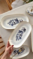 Midnight Flora 3 Boy Oval Kayık Tabak Modelleri ve Fiyatları - BOSHQAP
