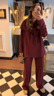  Bordo Fularlı Sweatshirt