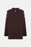 Acı Kahve Neopren Düğmeli Sweatshirt