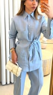 Alice Tiffany Blue %100 Keten Gömlek