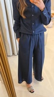 Bianca Lacivert %100 Keten Pantolon