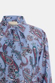 Paisley %100 Keten Mavi Elbise