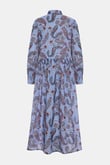 Paisley %100 Keten Mavi Elbise