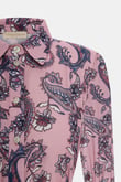 Paisley %100 Keten Pembe Elbise