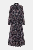 Paisley %100 Keten Siyah Elbise