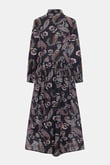 Paisley %100 Keten Siyah Elbise