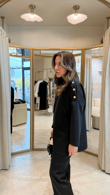 Siyah Neopren Düğmeli Sweatshirt