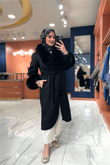 Alpaka Tilki Tüyü Kaban Siyah