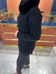 Angora Kürk Yaka Düğmeli Hırka Siyah