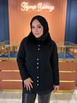 Angora Kürk Yaka Düğmeli Hırka Siyah