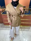 Kol Detaylı Tasarım Trenç Camel