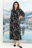 Arias Closet %100 Viskon Desenli Truvakar Kollu Saten Elbise