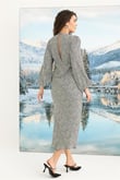 Arias Closet %100 Viskon Desenli Uzun Kollu Saten Elbise