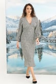 Arias Closet %100 Viskon Desenli Uzun Kollu Saten Elbise