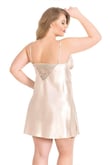 Arias Closet Büyük Beden Fildişi Kısa Saten Gecelik