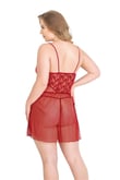 Arias Closet Büyük Beden Kırmızı Kısa Tül Gecelik