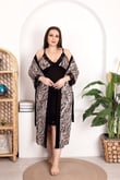 Arias Closet Büyük Beden Zebra Desenli Dantel İşlemeli 2'li Viskon Gecelik Sabahlık Takımı