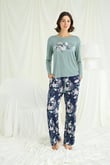 Arias Closet Çiçek ve Yaprak Desenli Baskılı Pijama Takımı
