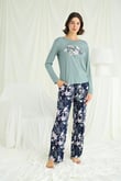 Arias Closet Çiçek ve Yaprak Desenli Baskılı Pijama Takımı