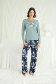 Arias Closet Çiçek ve Yaprak Desenli Baskılı Pijama Takımı