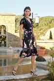 Arias Closet Çiçek ve Yaprak Desenli Önü Düğmeli Elbise