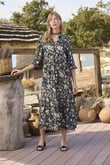 Arias Closet Çiçek ve Yaprak Desenli Truvakar Kollu Elbise