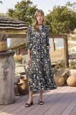 Arias Closet Çiçek ve Yaprak Desenli Truvakar Kollu Elbise