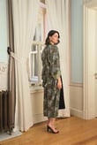 Arias Closet Çiçek Yaprak ve Etnik Desenli Dantelli ve Dekolteli Sabahlık Takımı