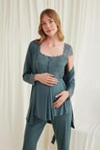 Arias Closet Dantelli Önü Düğmeli Hamile Lohusa 3'lü Viskon Pijama Takımı