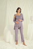Arias Closet Dantelli Önü Düğmeli Hamile Lohusa 3'lü Pijama Takımı