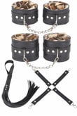 Arias Closet Deri Leoparlı 4'lü Harness Set