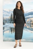Arias Closet Desenli Uzun Kollu Elbise