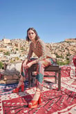 Arias Closet Etnik Desenli Saten Alt Üst Takım