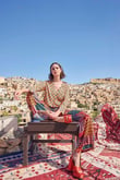 Arias Closet Etnik Desenli Saten Alt Üst Takım