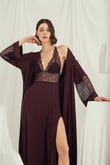 Arias Closet Göğüs ve Sırt Dekolteli Dantelli Sabahlık Takımı