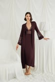 Arias Closet Göğüs ve Sırt Dekolteli Dantelli Sabahlık Takımı