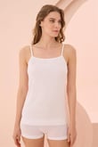 Arias Closet İp Askılı Beyaz Ribana Atlet