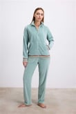 Arias Closet Kadife Dokulu Uzun Kollu Sweatshirt ve Pantolon Takımı