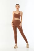 Arias Closet Kahve MI Emay 3921 Soft Seamless Ripli Tayt Yoga Takımı