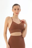 Arias Closet Kahve MI Emay 3921 Soft Seamless Ripli Tayt Yoga Takımı