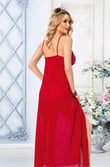 Arias Closet Kırmızı Dantel İşlemeli Yırtmaçlı Fantezi Uzun Gecelik