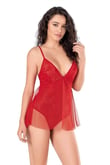 Arias Closet Kırmızı Jakarlı Bodysuit Gecelik