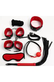 Arias Closet Kırmızı/Siyah İçi Tüylü Deri 7'li Harness Set