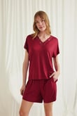 Arias Closet Kısa Kollu Dantelli V Yaka Şort Pijama Takımı