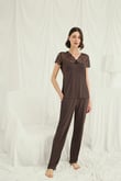 Arias Closet Kısa Kollu ve Dantelli V Yaka Pijama Takımı